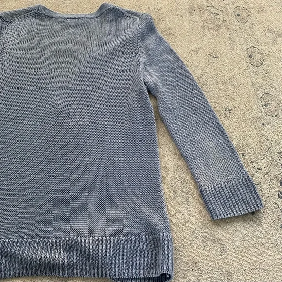 Talbots 100% Linen Cardigan Sweater Small Blue Three Quarter Sleeve Lightweight - Picture 7 of 11